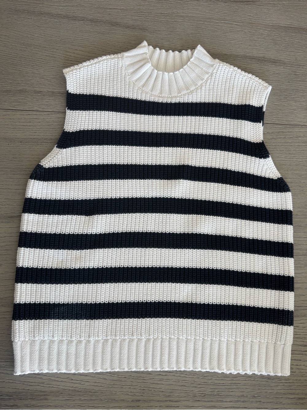LOFT Striped Knit Navy & White Sleeveless Sweater